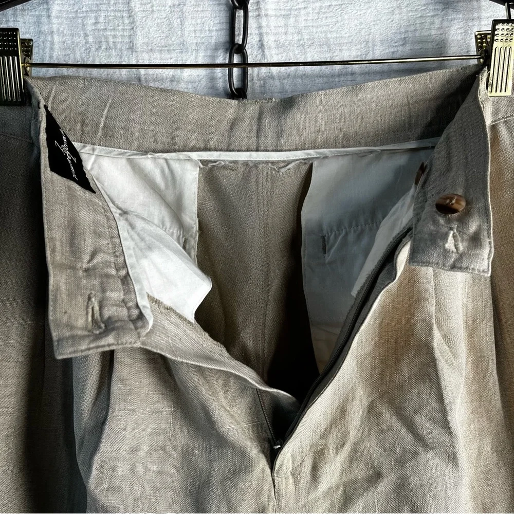 Zeidler and Zeidler 100 Linen Pants Mens 34 Long Pleated Front High Waisted Pant